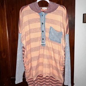 Oli & Hali Striped Multicolor Hoodie Top